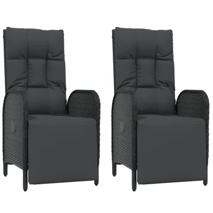 Chaises inclinables d'extérieur et coussins lot de 2 Poly rotin 2