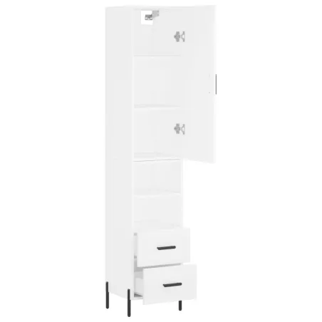 Buffet haut Blanc 34,5x34x180 cm Bois d'ingénierie