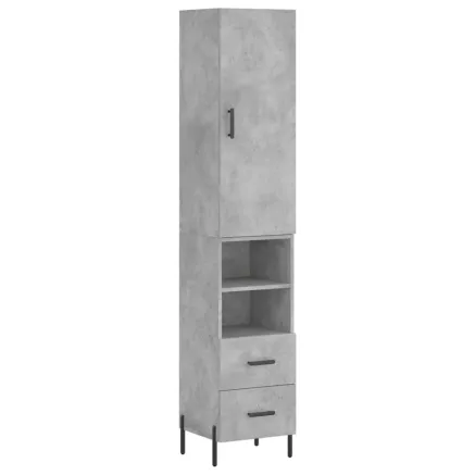 Buffet haut Gris béton 34,5x34x180 cm Bois d'ingénierie 2
