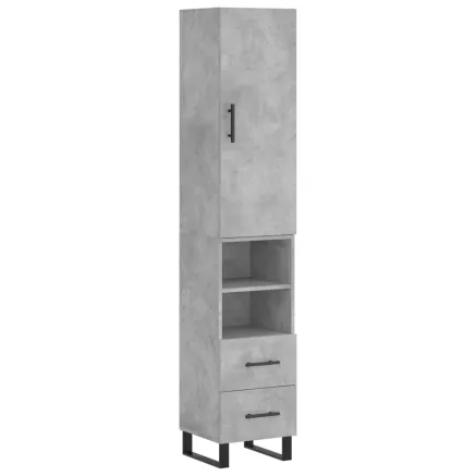 Buffet haut Gris béton 34,5x34x180 cm Bois d'ingénierie 2