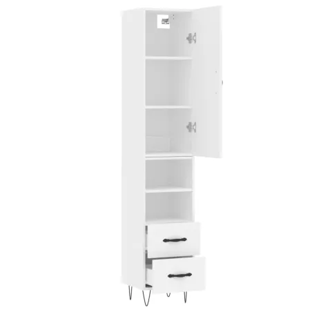 Buffet haut Blanc 34,5x34x180 cm Bois d'ingénierie