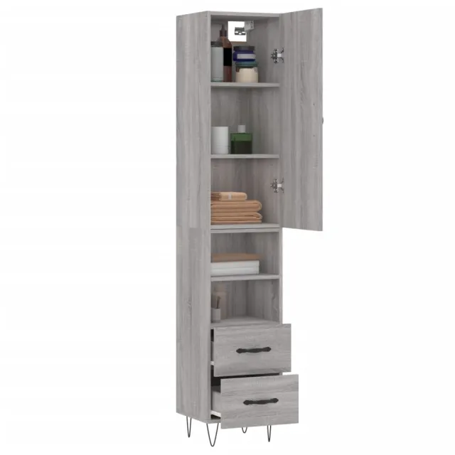 Buffet haut Sonoma gris 34,5x34x180 cm Bois d'ingénierie