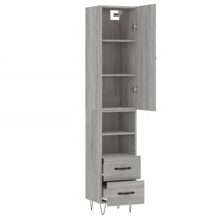 Buffet haut Sonoma gris 34,5x34x180 cm Bois d'ingénierie