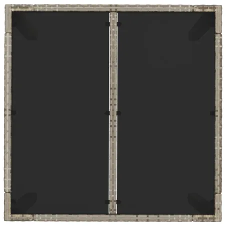 Table de jardin dessus en verre Gris 90x90x75 cm Résine tressée