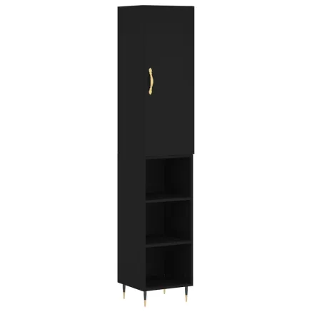 Buffet haut Noir 34,5x34x180 cm Bois d'ingénierie 2