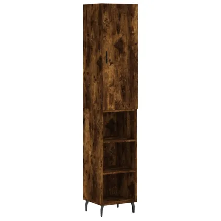 Buffet haut Chêne fumé 34,5x34x180 cm Bois d'ingénierie 2