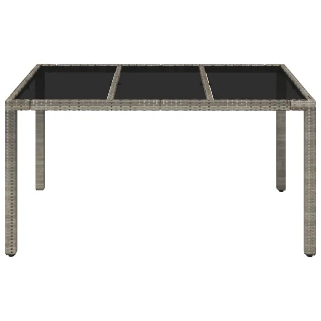 Table de jardin dessus en verre Gris 150x90x75cm Résine tressée