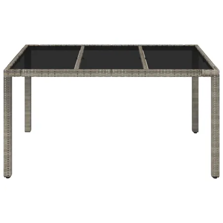 Table de jardin dessus en verre Gris 150x90x75cm Résine tressée
