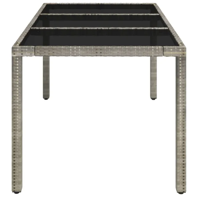 Table de jardin dessus en verre Gris 150x90x75cm Résine tressée