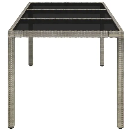 Table de jardin dessus en verre Gris 150x90x75cm Résine tressée