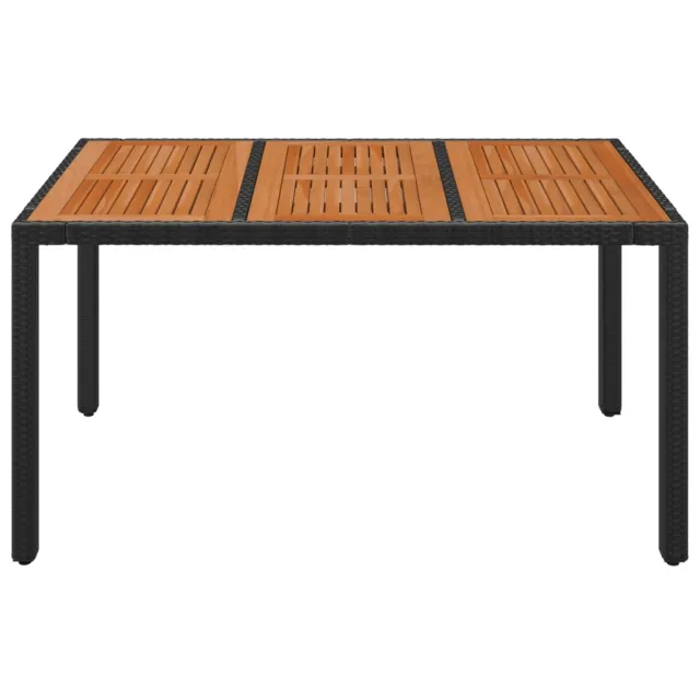 Table de jardin dessus en bois Noir 150x90x75 cm Résine tressée