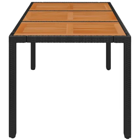 Table de jardin dessus en bois Noir 150x90x75 cm Résine tressée
