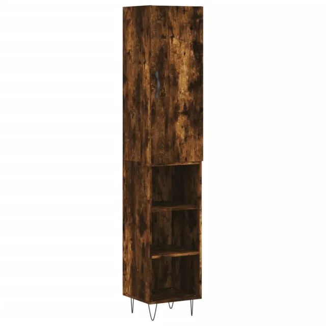 Buffet haut Chêne fumé 34,5x34x180 cm Bois d'ingénierie
