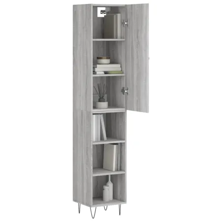 Buffet haut Sonoma gris 34,5x34x180 cm Bois d'ingénierie