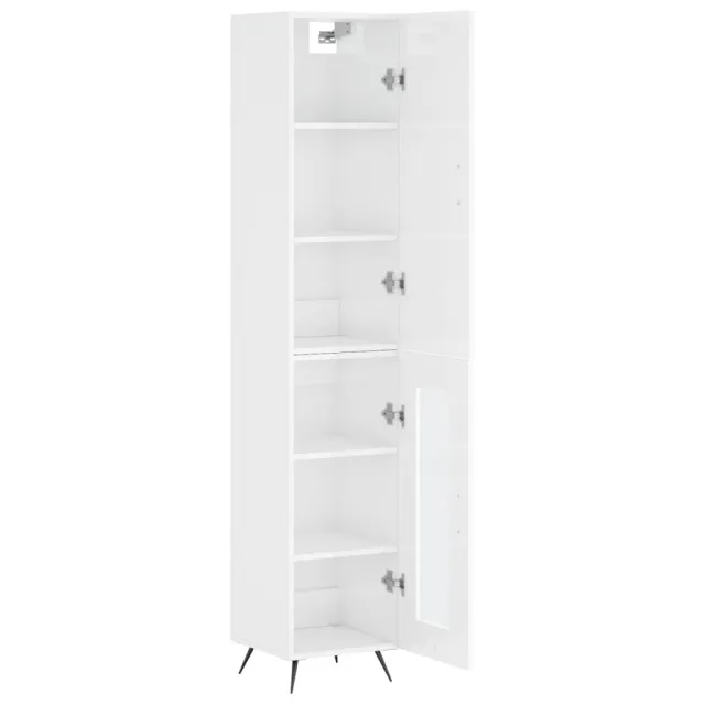 Buffet haut Blanc brillant 34,5x34x180 cm Bois d'ingénierie