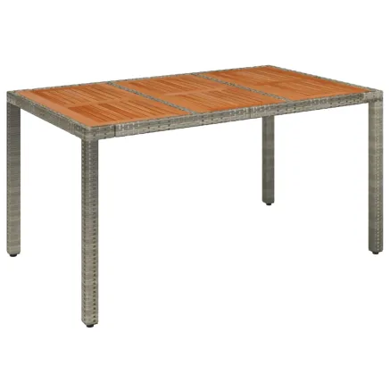 Table de jardin dessus en bois Gris 150x90x75 cm Résine tressée 2