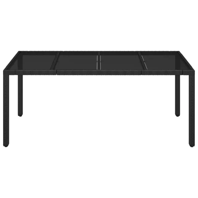 Table de jardin dessus en verre Noir 190x90x75cm Résine tressée