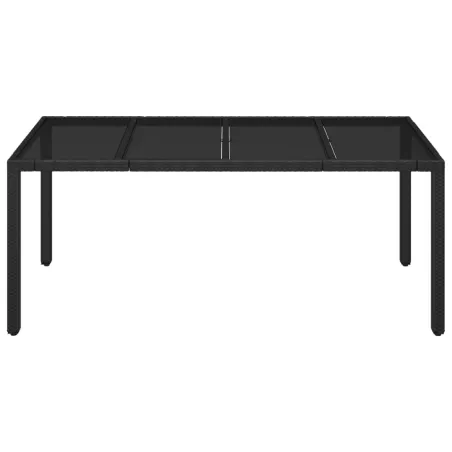 Table de jardin dessus en verre Noir 190x90x75cm Résine tressée
