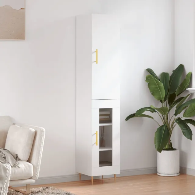 Buffet haut Blanc 34,5x34x180 cm Bois d'ingénierie