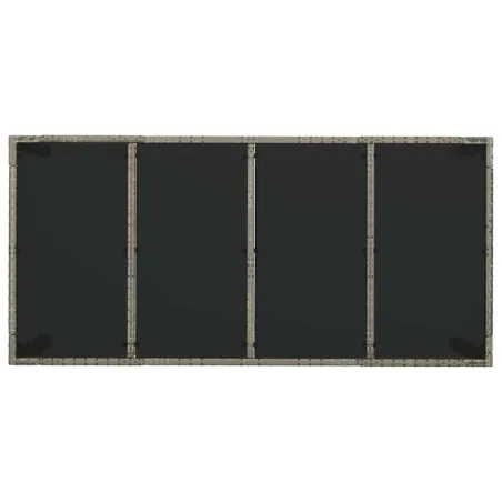Table de jardin dessus en verre Gris 190x90x75cm Résine tressée