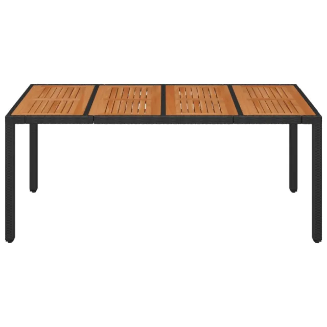 Table de jardin dessus en bois Noir 190x90x75 cm Résine tressée