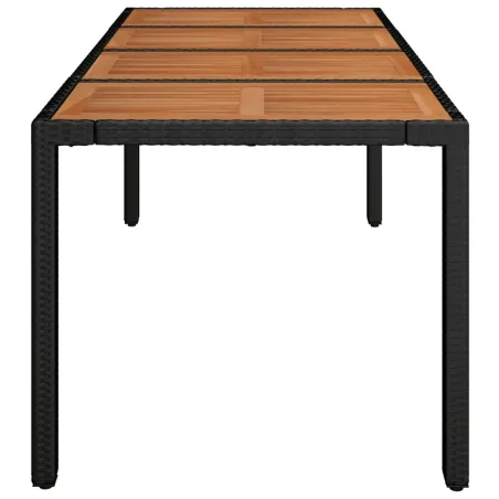 Table de jardin dessus en bois Noir 190x90x75 cm Résine tressée