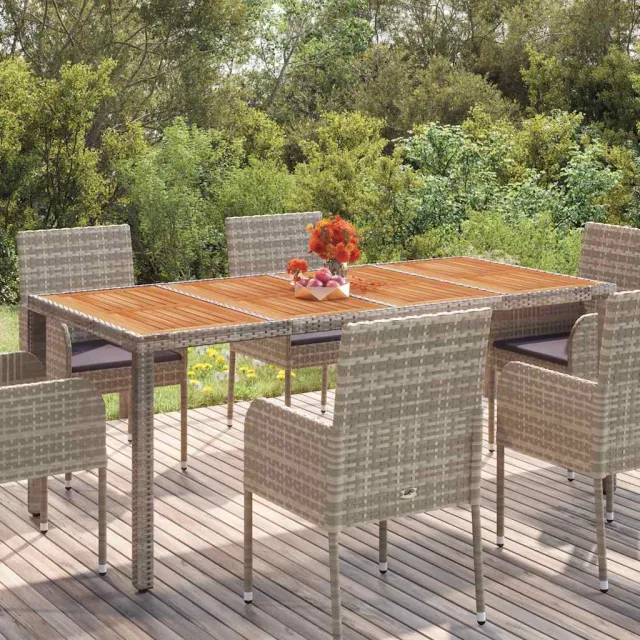 Table de jardin dessus en bois Gris 190x90x75 cm Résine tressée