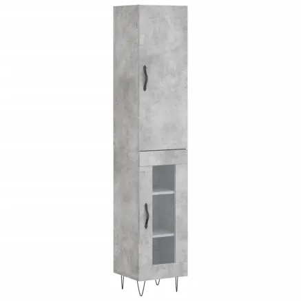Buffet haut Gris béton 34,5x34x180 cm Bois d'ingénierie 2