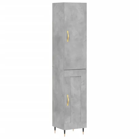 Buffet haut Gris béton 34,5x34x180 cm Bois d'ingénierie