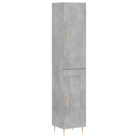 Buffet haut Gris béton 34,5x34x180 cm Bois d'ingénierie