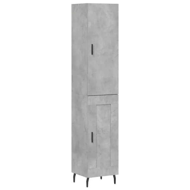 Buffet haut Gris béton 34,5x34x180 cm Bois d'ingénierie