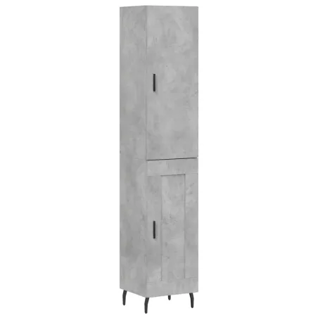 Buffet haut Gris béton 34,5x34x180 cm Bois d'ingénierie