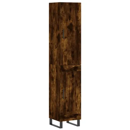 Buffet haut Chêne fumé 34,5x34x180 cm Bois d'ingénierie 2