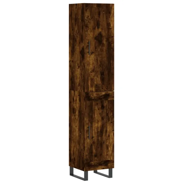Buffet haut Chêne fumé 34,5x34x180 cm Bois d'ingénierie