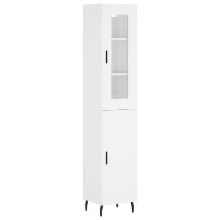 Buffet haut Blanc 34,5x34x180 cm Bois d'ingénierie 2