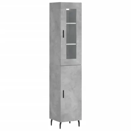 Buffet haut Gris béton 34,5x34x180 cm Bois d'ingénierie 2