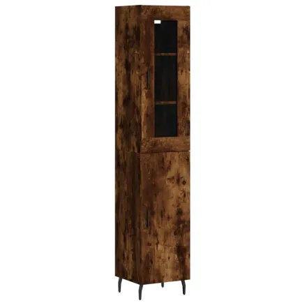 Buffet haut Chêne fumé 34,5x34x180 cm Bois d'ingénierie 2