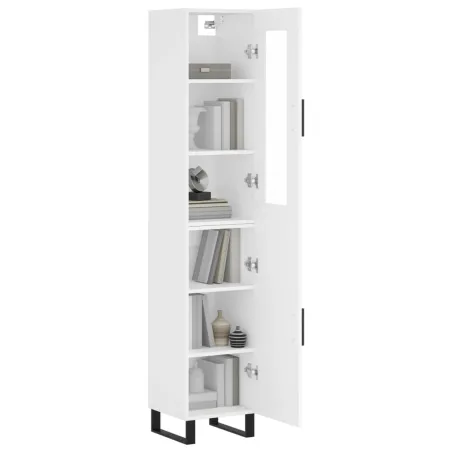 Buffet haut Blanc 34,5x34x180 cm Bois d'ingénierie