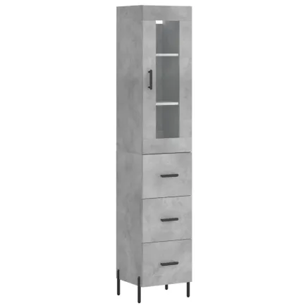 Buffet haut Gris béton 34,5x34x180 cm Bois d'ingénierie 2
