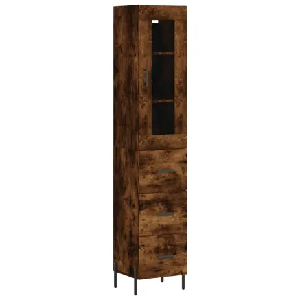 Buffet haut Chêne fumé 34,5x34x180 cm Bois d'ingénierie 2