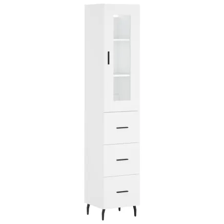 Buffet haut Blanc 34,5x34x180 cm Bois d'ingénierie 2