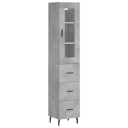 Buffet haut Gris béton 34,5x34x180 cm Bois d'ingénierie 2