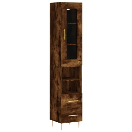 Buffet haut Chêne fumé 34,5x34x180 cm Bois d'ingénierie 2