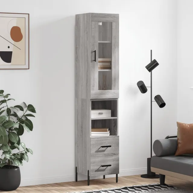 Buffet haut Sonoma gris 34,5x34x180 cm Bois d'ingénierie