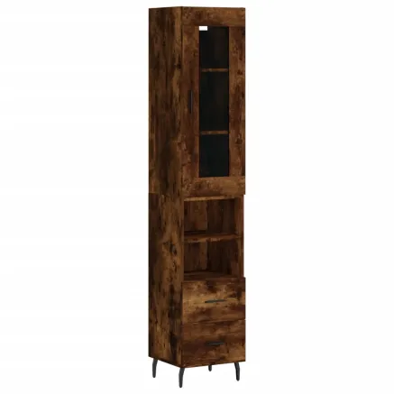 Buffet haut Chêne fumé 34,5x34x180 cm Bois d'ingénierie 2