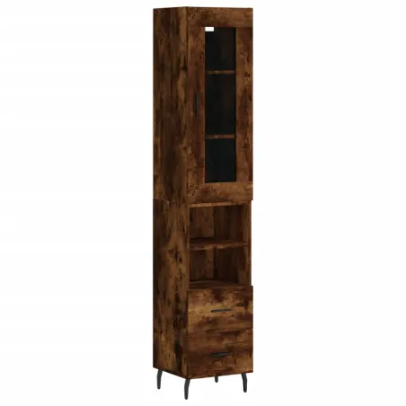 Buffet haut Chêne fumé 34,5x34x180 cm Bois d'ingénierie