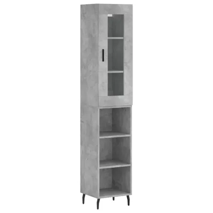 Buffet haut Gris béton 34,5x34x180 cm Bois d'ingénierie 2