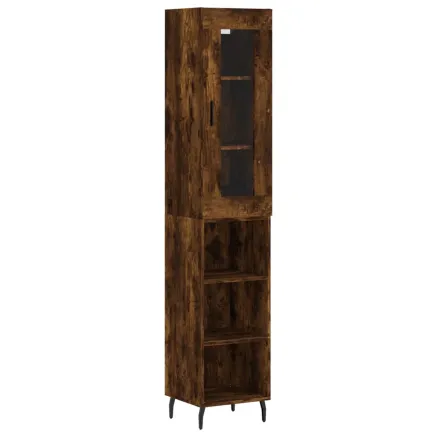 Buffet haut Chêne fumé 34,5x34x180 cm Bois d'ingénierie 2
