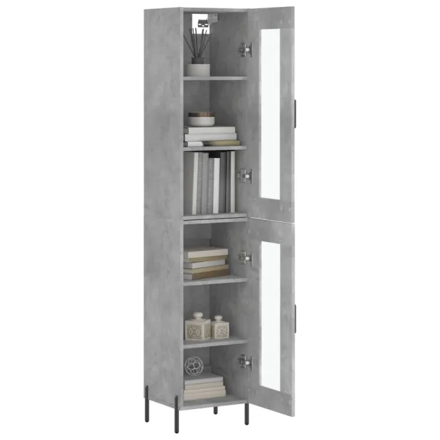 Buffet haut Gris béton 34,5x34x180 cm Bois d'ingénierie