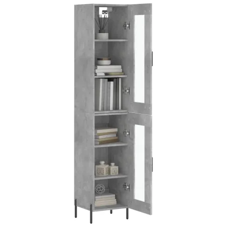 Buffet haut Gris béton 34,5x34x180 cm Bois d'ingénierie